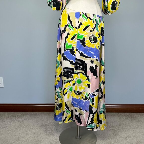 ASOS Edition Womens Blouson Sleeve Cut Out Midi Dress Oversized Floral Print 12 - Picture 12 of 16